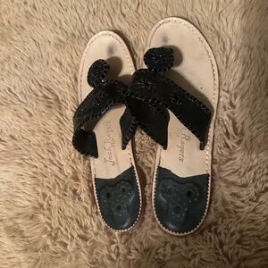 Jack Rogers Black Leather Thong Sandals